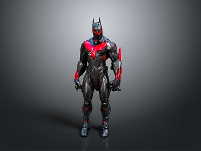 Batman Armored Suit Figure With Black Red Accents And Modern Tech Design Details 3d model