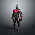Batman Armored Suit Figure With Black Red Accents And Modern Tech Design Details