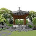 Chinese style park pavilion view pavilion 3d model
