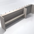 Modern Office Desk With Multi Tiered Shelves And Sleek Gray Surface 3d model