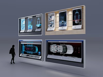 Interactive Digital Car Display Screens Showcasing Automotive Technology And Detailed Views 3d model