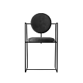 Modern Single Chair Featuring Black Metal Frame Round Backrest And Padded Seat