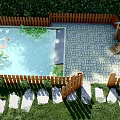 Charming Garden Ornaments With Wooden Fence Small Dog House Green Plants And Stone Path