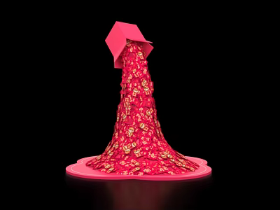 Red Decorative Structure With Gold Floral Patterns As Popular Photo Check In Spot 3d model