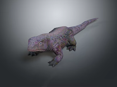 Vibrant Purple and Pink Lizard with Patterned Skin 3D Model on Gray Background 3d model