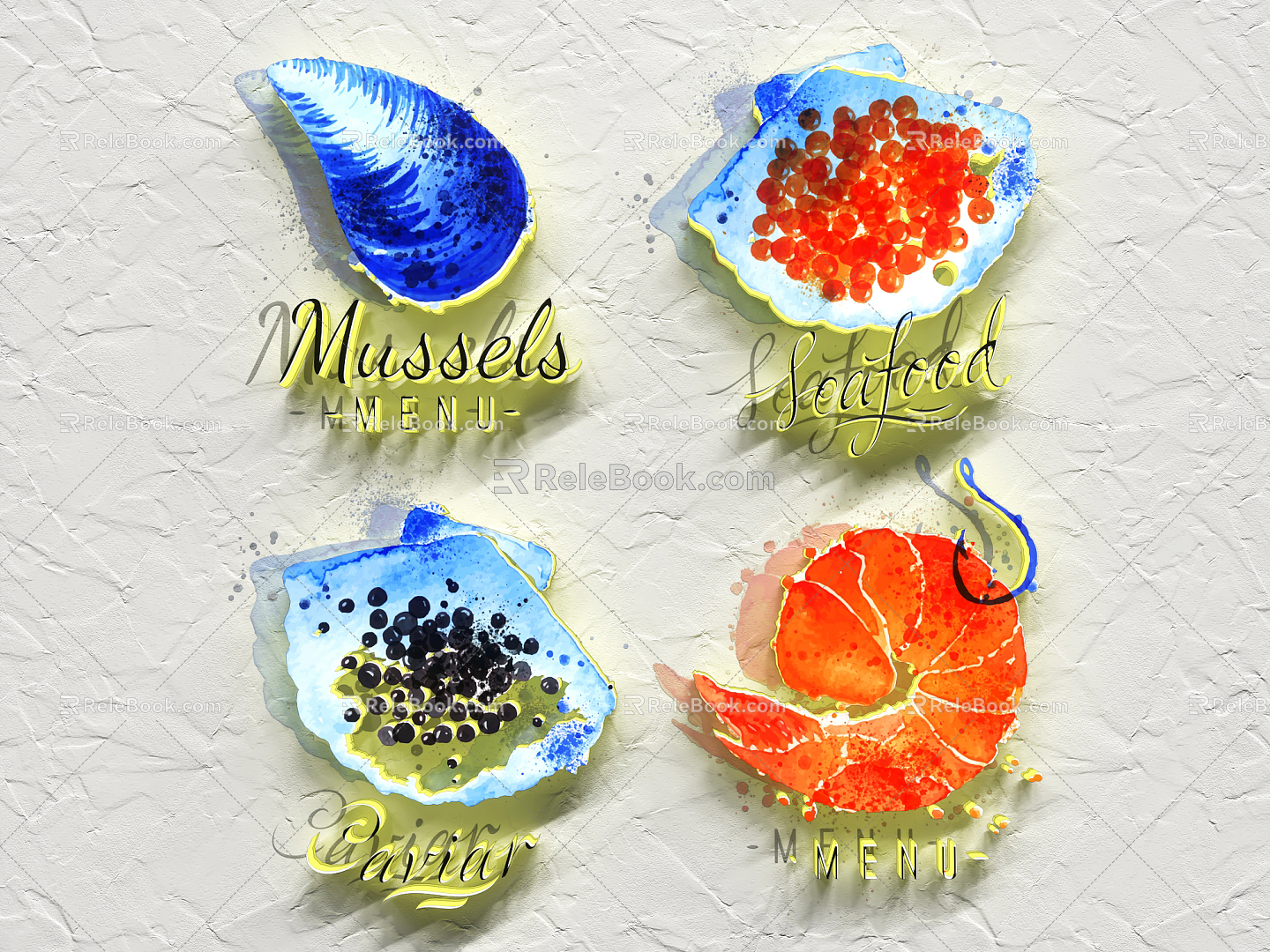 Modern colorful seafood Icon 3d model