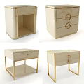 Elegant Modern Nightstand With Gold Metal Frame Marble Top And Drawers
