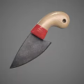 Small Utility Knife Featuring Black Blade Light Handle And Red Wrapped Section 3d model