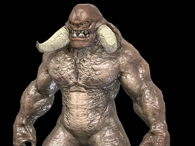 Horned Muscular Game And Movie Character With Fierce Expression And Strong Build 3d model