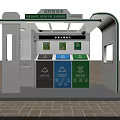 Modern Outdoor Waste Sorting Kiosk With Recyclable Kitchen Hazardous And Other Waste Bins