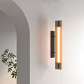 Modern Wall Sconce With Metallic Frame And Warm Glow On White Wall 3d model
