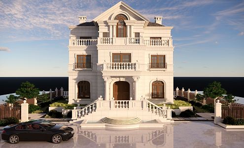 European-style single-family villa luxury self-built house 3d model