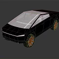 Futuristic Black Car With Transparent Roof Orange Wheels And Illuminated Strips