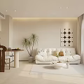 Modern Minimalist Apartment Interior With Cozy Sofa And Open Kitchen 3d model
