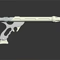 Silver Modern Gun with Long Barrel and Reflection on Black Surface 3d model