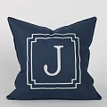 Blue and White Decorative Throw Pillows with Geometric Floral Paisley and Letter Designs