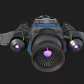 Futuristic Spaceship Design With Sleek Silver Gray Body Purple Glowing Engines And Front Weapons