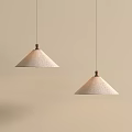 Modern Pendant Lights With Fabric Shades And Wooden Base Hanging On Beige Wall