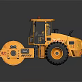 Yellow Road Roller With Large Tires And Front Roller Drum 3d model