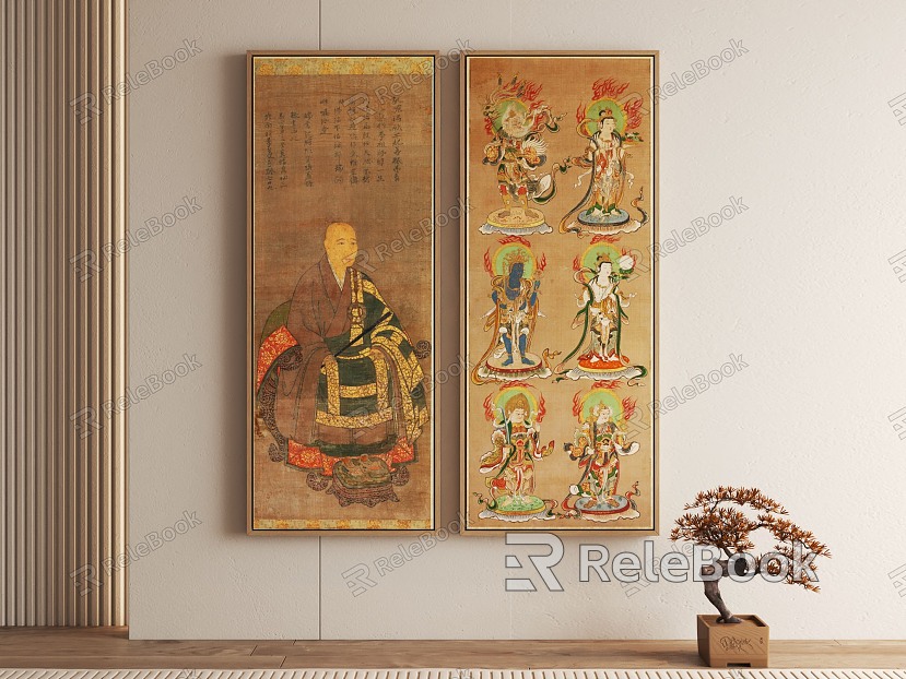 New Chinese Decorative Painting Buddha Statues Heavenly King Hanging Painting model