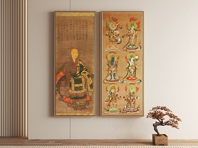 New Chinese Decorative Painting Buddha Statues Heavenly King Hanging Painting model