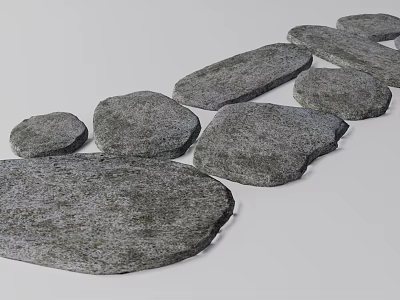 Natural Gray Stone Stepping Stones For Garden Path Walkway Design Ideas 3d model