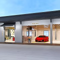 Modern 4S Auto Showroom Displaying Red White Cars With Glass Front And Modern Design