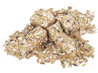 Shredded Waste Paper Pile For Recycling With Textured Material Background 3d model