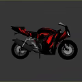 Black Sport Motorcycle With Red Flame Graphics And Modern Headlight Design