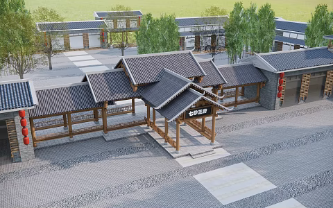 New Chinese Entrance Gate Club Entrance Hotel Corridor Building Corridor Beauty Corridor Hotel Reception Gate 3d model