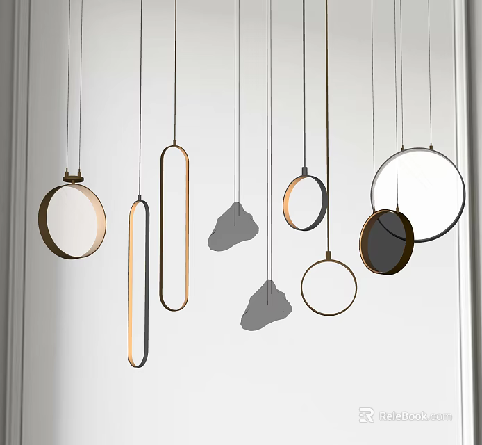 Modern Pendant Lights With Various Geometric Shapes And Metal Frames For Interior Decor 3d model