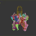 Futuristic Game Cinematic Female Character With Blue Outfit And Giant Mech Suit