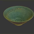Turquoise Ceramic Bowl With Artisan Carved Intricate Patterns And Smooth Glossy Glaze
