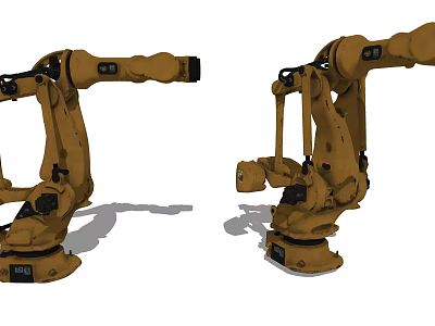 Two Yellow Smart Robotic Arms For Advanced Industrial Automation Technology 3d model