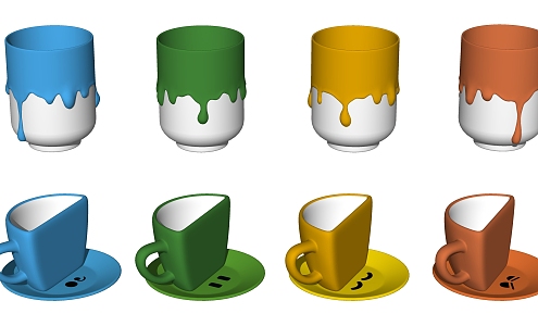 Modern cup children's cartoon expression cup coffee cup 3d model