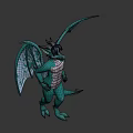 Turquoise Dragon Game and Movie Character With Wings White Underbelly Standing Pose