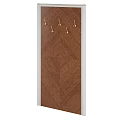 Brown Wood Coat Rack With Chevron Pattern And Gold Hooks And White Frame 3d model