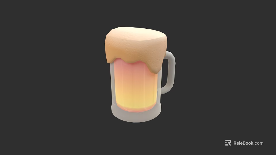 Refreshing Beer Mug With Thick Foam And Layered Orange Yellow Liquid 3d model