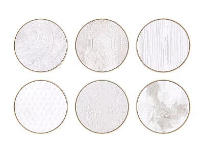 Modern round frame painting decorative painting pendant device wall decoration combination 3d model