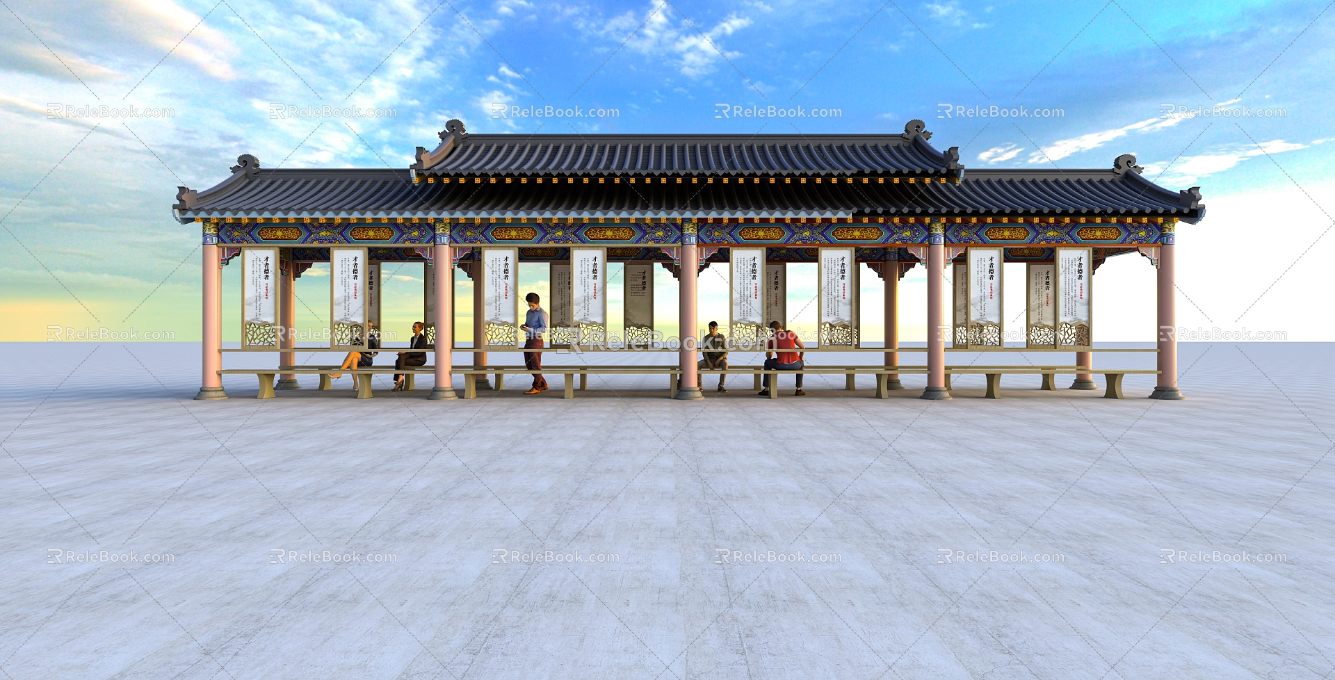 Chinese-style promenade 3d model