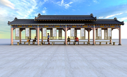 Chinese-style promenade 3d model