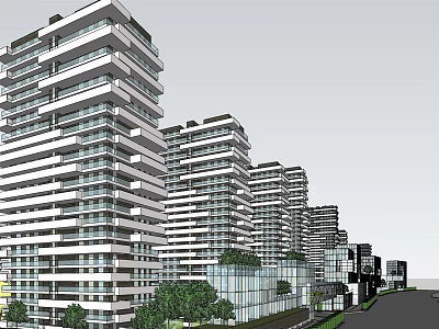 Modern High Rise Residential Buildings With Contemporary Architectural Design And Glass Facades 3d model