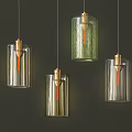 Modern Glass Pendant Lights With Brass Accents And Green Transparent Shades
