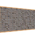 Modern Mosaic Tile Accent Wall with Wooden Frame and Gray White Patterns 3d model