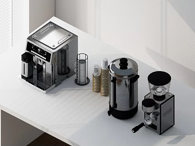 Smart Machines Coffee Machine and Grinder on White Countertop with Modern Design 3d model