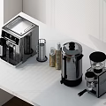 Smart Machines Coffee Machine and Grinder on White Countertop with Modern Design 3d model