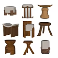 Middle style stool 3d model