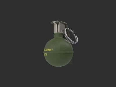 Green ELDM47 Military Grenade With Metal Pull Ring And 1987 Marking 3d model
