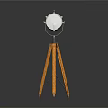 Vintage Industrial Tripod Floor Lamp With Wooden Legs And Metal Shade
