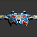 Futuristic Aerodynamic Spacecraft Design With Blue White And Red Color Accents For Cosmic Exploration